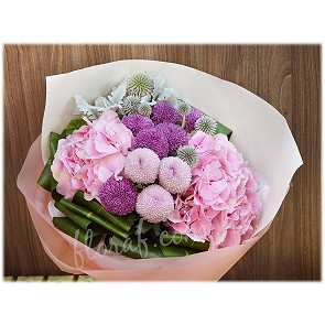 BO15	 繡球花束 - 乒乓及繡球花 